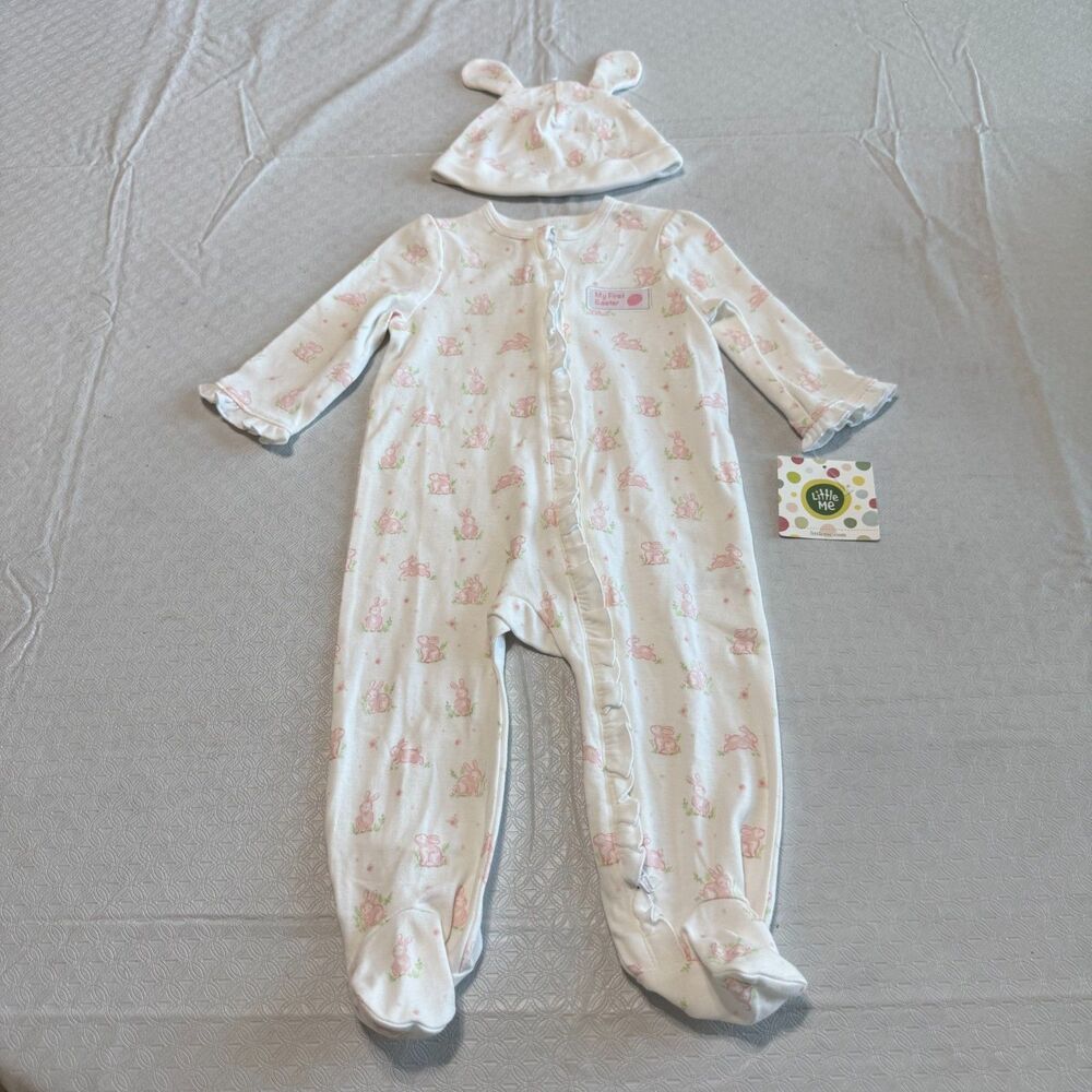 Little Me 2pc "My First Easter" Footie Sleeper & Bunny Ears Hat Set 9M NWT